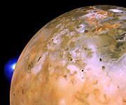 Eruption of a volcano on Io, photographed by Voyager 2