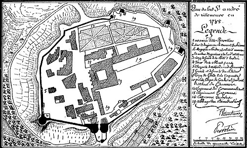 Plan du fort Saint-André et de l'abbaye Saint-André en 1785.