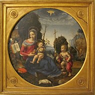 拉法埃利諾·德爾·加爾波（英语：Raffaellino del Garbo）的《抱子聖母與聖約翰施洗者》（Madonna col Bambino e san Giovannino），直徑85.5cm，約作於1504－1505年，1834年購入[11]
