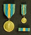 Medal, miniature medal and ribbon bar of Life Guards Medal of Merit III in gold