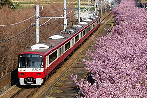 2100形電車による快特 （2019年3月 三浦海岸駅 - 三崎口駅間）