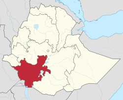 埃塞俄比亚地图，显示南方民族、部落和人民州的位置(1992年至2020年)