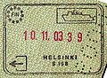 芬蘭赫爾辛基港水路旅行出境印章。