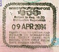 舊式泰國護照上的樟宜機場入境印章