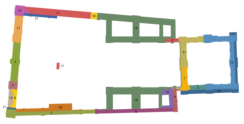 盧浮宮和杜樂麗宮按施工階段劃分的平面圖
