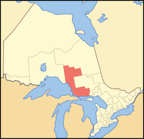 阿爾戈馬區在安大略省的位置