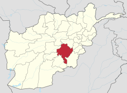 Map of Afghanistan with Ghazni province highlighted