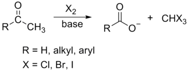 Haloform reaction scheme