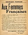 L'appel à la mobilisation des femmes, France, 6 août 1914.