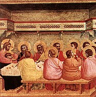 喬托的《最後的晚餐（英语：Life of Christ (Giotto)）》，42.5 × 43cm，約作於1306年，來自路德維希一世的收藏[8]
