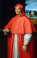 拉斐爾的《亞歷山德羅·法爾內塞樞機肖像畫（英语：Portrait of Cardinal Alessandro Farnese）》，139 × 91cm，約作於1509－1511年，來自法爾內塞家族的藏品[17]