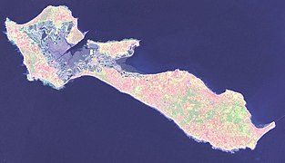 Photo satellite de l'île de Ré (NASA).