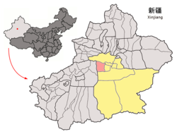 轮台县在巴音郭勒州和新疆的位置