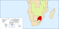 1890年左右时的德兰士瓦共和国位置