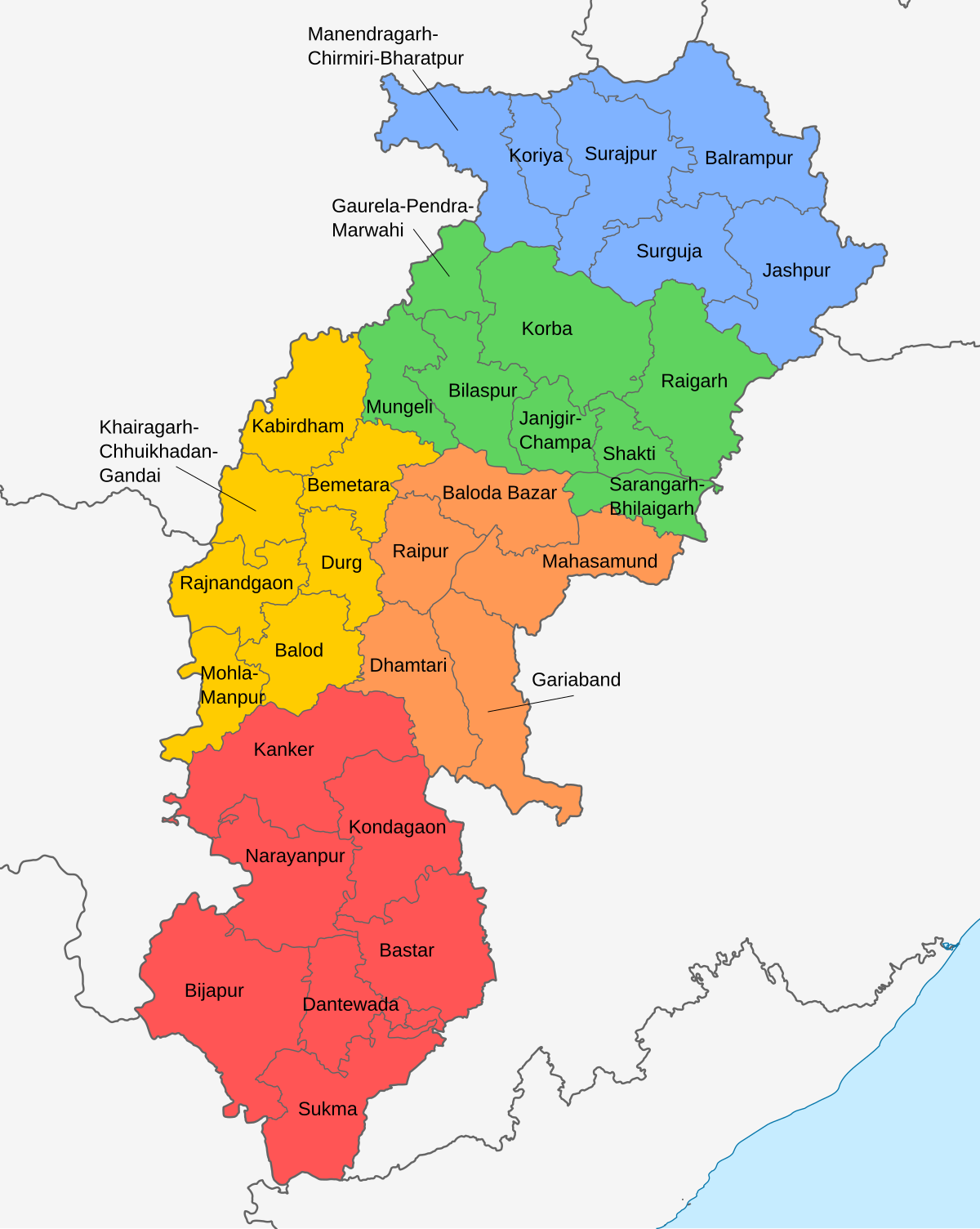 List Of Districts Of Chhattisgarh Wikipedia   1200px Chhattisgarh Districts Map.svg 