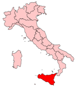Situation de la Sicile en Italie