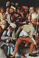 馬蒂亞斯·格呂內瓦爾德的《嘲弄基督》，109 × 74.3cm，約作於1503年，1804年始藏[25]
