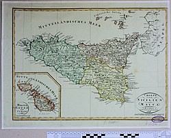 1808年馬爾他和西西里島的地圖