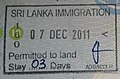 班達拉奈克國際機場入境印章。