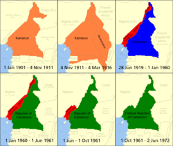 喀麥隆的邊界變遷   德屬喀麥隆   英屬喀麥隆   法屬喀麥隆   喀麥隆共和國