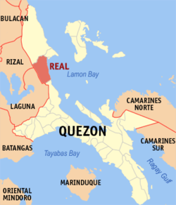 Map of Quezon with Real highlighted