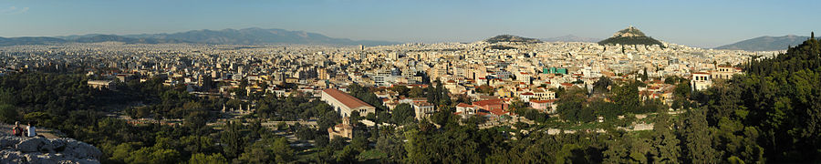 Athens viewed from the Areopagus hill by day