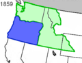1859年的俄勒岡州（藍色）和華盛頓領地（綠色）