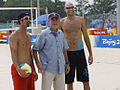 Image 15Dalhausser and Rogers celebrate their gold medal win in 2008 with George W. Bush (from Beach volleyball at the Summer Olympics)