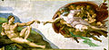 米開朗基羅《創造亞當》，1510至1512年，屬於西斯汀小堂穹頂畫的一部分
