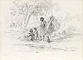 Aboriginal family and their temporary bark gunya (shelter), c. 1856