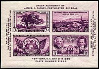 美國郵政（1936年）的 「紐約國際集郵展覽」小全張