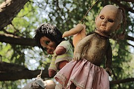 Dolls in the Xochimilco Dolls′ Island.