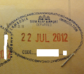 暹粒國際機場的出境印章。