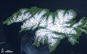 Image satellite de l'île d'Attu.