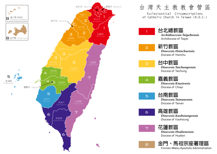 台灣天主教教區分布圖