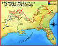 Image 8A map showing the proposed route of the de Soto Expedition, based on the 1997 Charles Hudson map (from History of North Carolina)