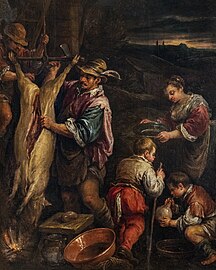Paysan écorchant un porc - Francesco Bassano le Jeune