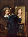 Au XVIIe siècle, un certain nombre de peintres utilisent leur maîtrise technique pour élaborer des représentations plus ou moins insolites. En 1646, l'Autrichien Johannes Gumpp se met en scène vu de dos, regardant son reflet dans un miroir tout en se représentant sur une toile.