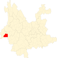 芒市在雲南省的位置