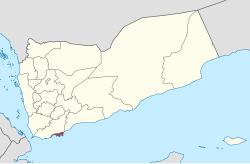 亚丁殖民地在当今也门的位置。