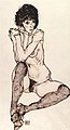 埃貢·席勒《坐著的裸女》，1914年，現藏於阿爾貝蒂娜博物館