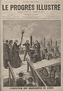 Execution in Jerez of seven anarchists accused of belonging to La Mano Negra, 1884 (illustration from a French magazine of 1892).