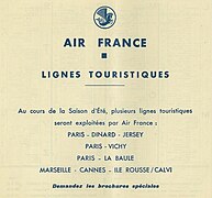 Feuillet publicitaire annonçant une liaison aérienne à partir de Paris vers La Baule.