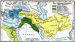 依據希羅多德敘述所描繪出的米底王國疆域（黃色部分）。