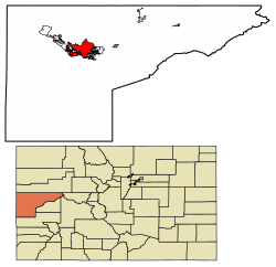 Location of Grand Junction in Mesa County, Colorado