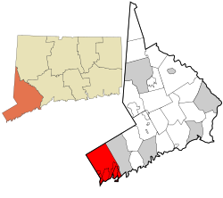 格林尼治在郡及康涅狄格州的位置