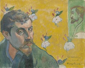Paul Gauguin, Autoportrait avec portrait de Bernard, 1888, Amsterdam, musée Van Gogh.