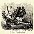 Moissonneuse-javeleuse américaine Adriance, illustration de 1889 ; il faut encore lier les gerbes à la main