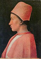 安德烈亞·曼特尼亞的《弗朗切斯科·貢扎加肖像畫（英语：Portrait of Francesco Gonzaga）》，25 × 18cm，約作於1460－1462年，來自法爾內塞家族的藏品[13]
