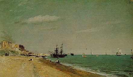 Plage de Brighton, avec des navires charbonniers, 1824 Victoria and Albert Museum, Londres.